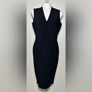 Black Structured Surplice Dress